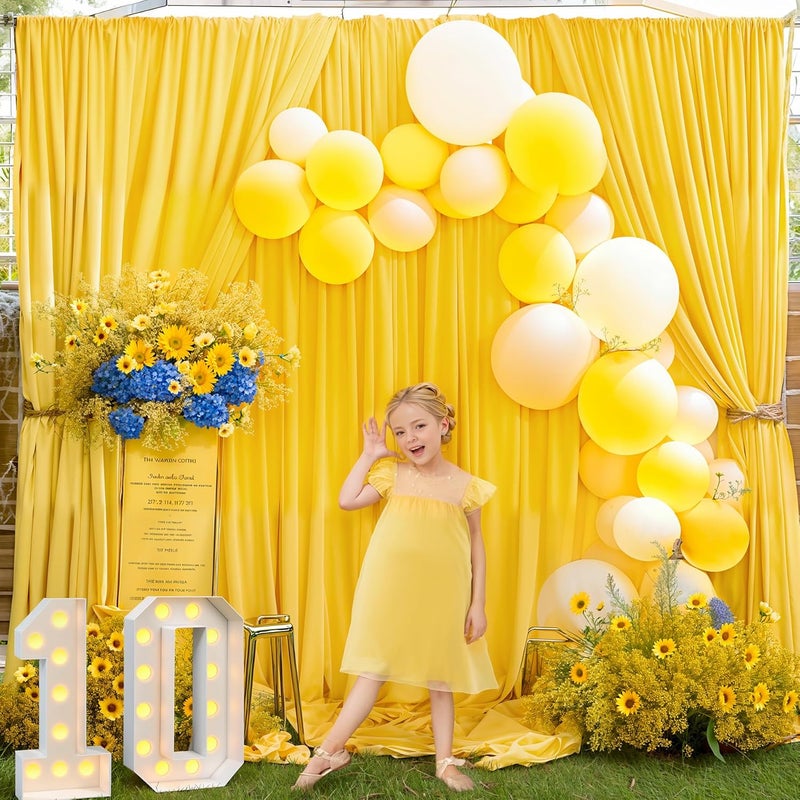 PARTISKY 40x10FT Yellow Backdrop Curtains for Wedding Parties, Wrinkle Free Polyester Photography Backdrop Drapes for Wedding Baby Shower Birthday Parties Stage Background Stand Decorations 4x10ft,10 Panels - Image 5
