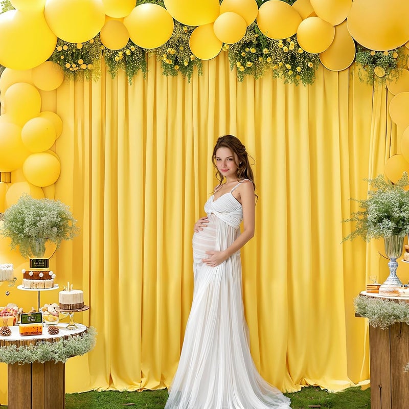 PARTISKY 40x10FT Yellow Backdrop Curtains for Wedding Parties, Wrinkle Free Polyester Photography Backdrop Drapes for Wedding Baby Shower Birthday Parties Stage Background Stand Decorations 4x10ft,10 Panels - Image 4