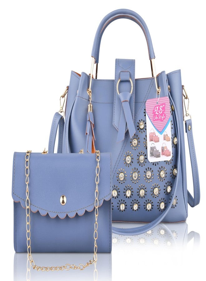 LIKE STYLE Hand Bags For Women & Girls With Pack Of 2 (Blue) - Image 1