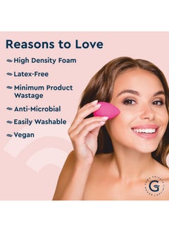 GUBB Professional Mini Makeup Sponge Beauty Blender | Cosmetic Blending Tool For Liquid, Cream & Powder Beauty Products| Egg Shape Face Sponge Puff Pack Of 3 (Bright Pink)  - Image 3