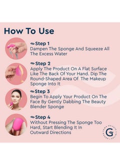 GUBB Professional Mini Makeup Sponge Beauty Blender | Cosmetic Blending Tool For Liquid, Cream & Powder Beauty Products| Egg Shape Face Sponge Puff Pack Of 3 (Bright Pink)  - Image 4