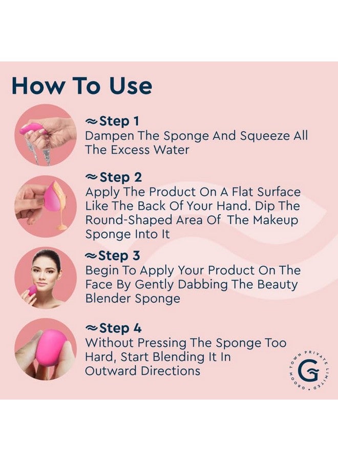 GUBB Professional Mini Makeup Sponge Beauty Blender | Cosmetic Blending Tool For Liquid, Cream & Powder Beauty Products| Egg Shape Face Sponge Puff Pack Of 3 (Bright Pink) - Image 5