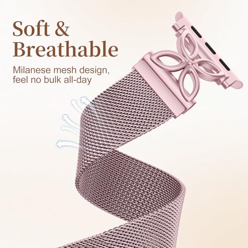 Getino Compatible with Apple Watch Bands for Women iWatch SE 3 Series 11 10 9 8 7 6 5 4 40mm 41mm 42mm 44mm 45mm 46mm 49mm 38mm Ultra, Magnetic Stainless Steel Metal Milanese Loop Strap iWatch Band - Image 4