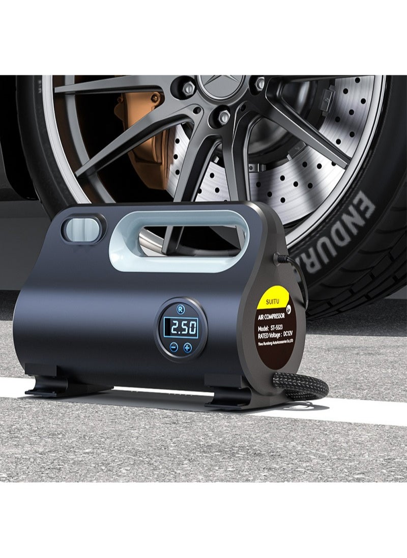 ULHYC Digital Car Tyre Inflator Air Compressor with Auto Stop and LED Light 12V Fast Portable Air Pump for Car Bicycle Motorcycle Ball Air Mattress  - Image 2