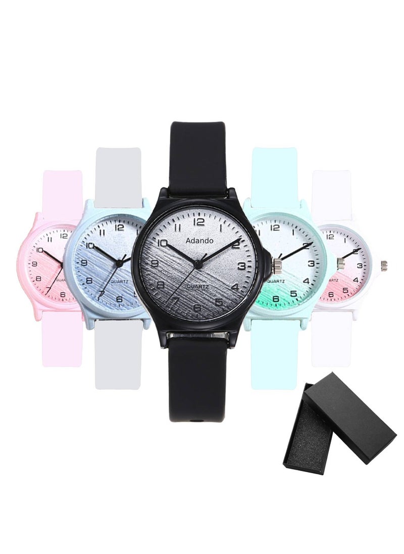 Adando Adando Kids Analog Watch Waterproof Wrist Watch Quartz Minimalist Watches with Soft Band Silicone Strap Learning Time Children Watch Easy to Read for Girls Boys Children Teenagers Birthday Gifts  - Image 1