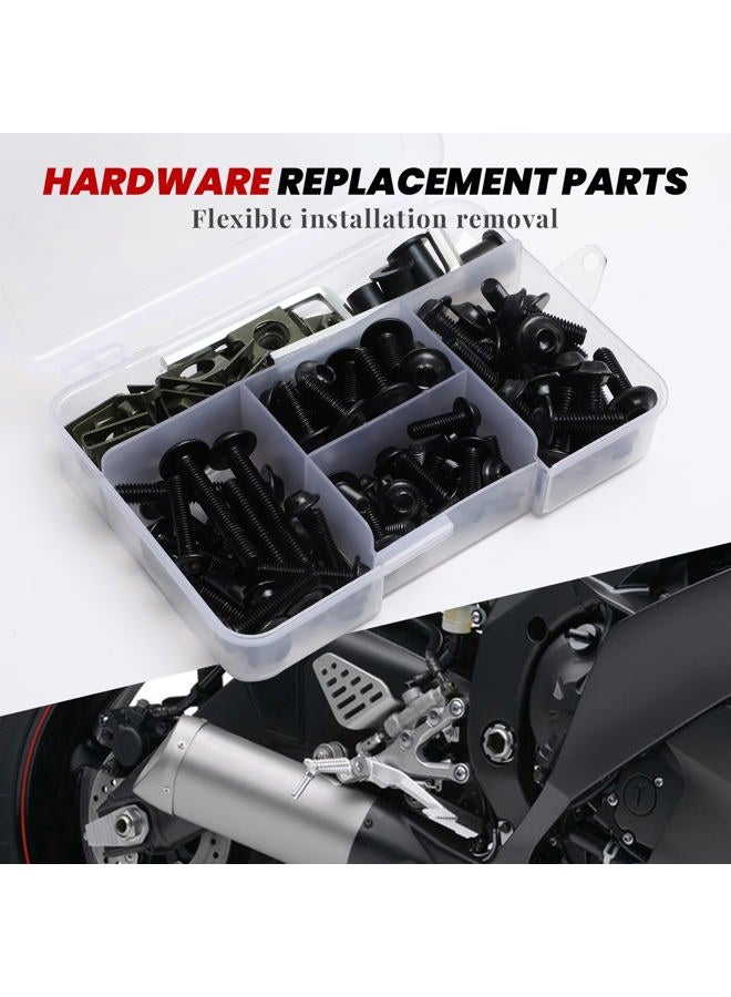AEEAST 177Pcs Motorcycle Fairing Bolts Kit, M5 M6 Stainless Steel Windscreen Screws Fastener Clips Universal Fit For Sportbike Kawasaki Yamaha BMW Honda Suzuki Triumph GSXR Aprilia MV Agusta(Black) - Image 4