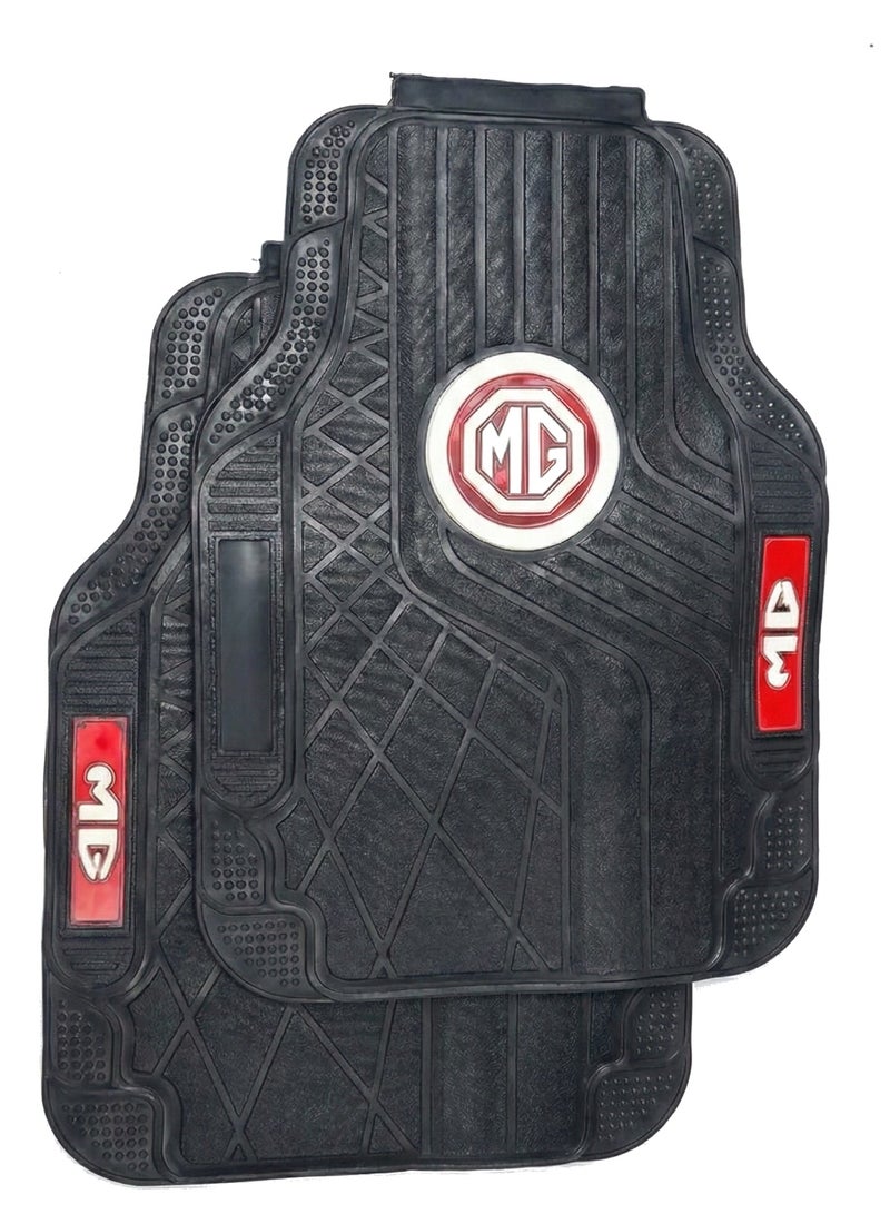 MG 5 Pieces Black Custom Leather Full Coverage Waterproof Non-Slip Car Floor Mats Set Front & Rear - Image 1