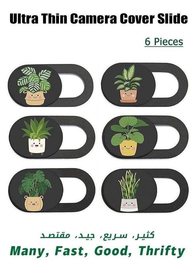 HALAMODO 6PCS Webcam Cover, Ultra Thin Camera Cover Slide, 7mm thick netblock, Cute Privacy Protection, with Plant Patterns, for Laptop, Computer, Apple MacBooks, iPad, Cell Phones  - Image 1
