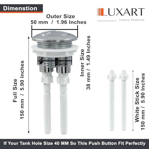LUXART Replaceable Round Dual Flush Push Button - Toilet Water Tank Flushing Button| Round Button for Lid Cover of Toilet Water Tank Lid Hole Should be at Least (38 MM Round) - Image 3