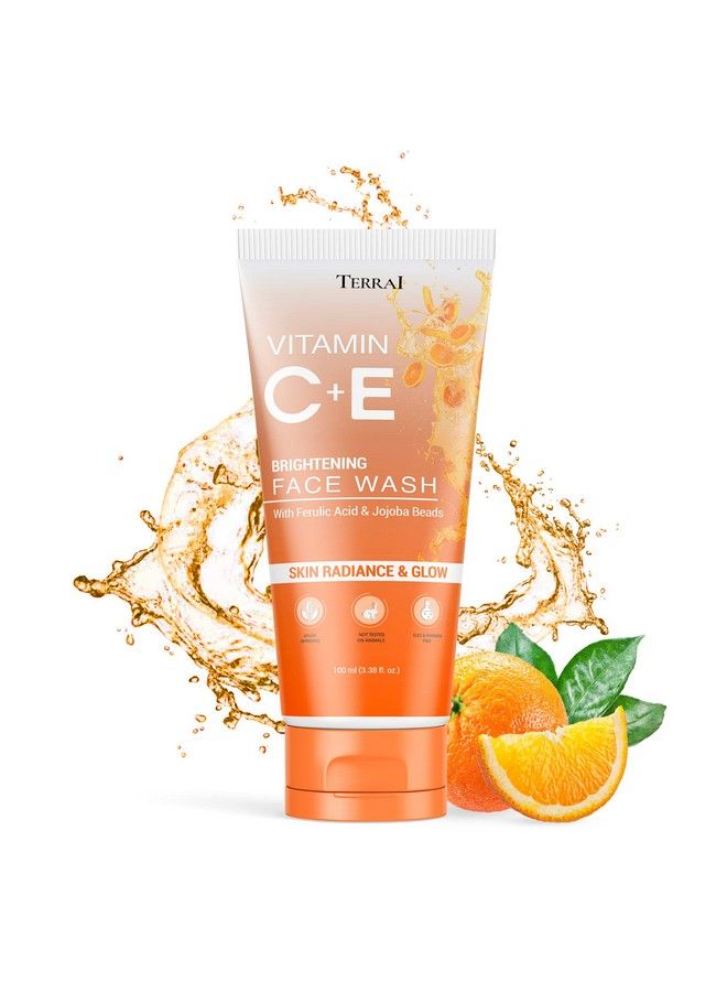 TERRAI Vitamin C & E Brightening Face Wash; Jojoba Beads Gentle Exfoliating Cleanser; For Bright Glowing Skin; All Skin Types; For Women & Men100Ml - Image 2