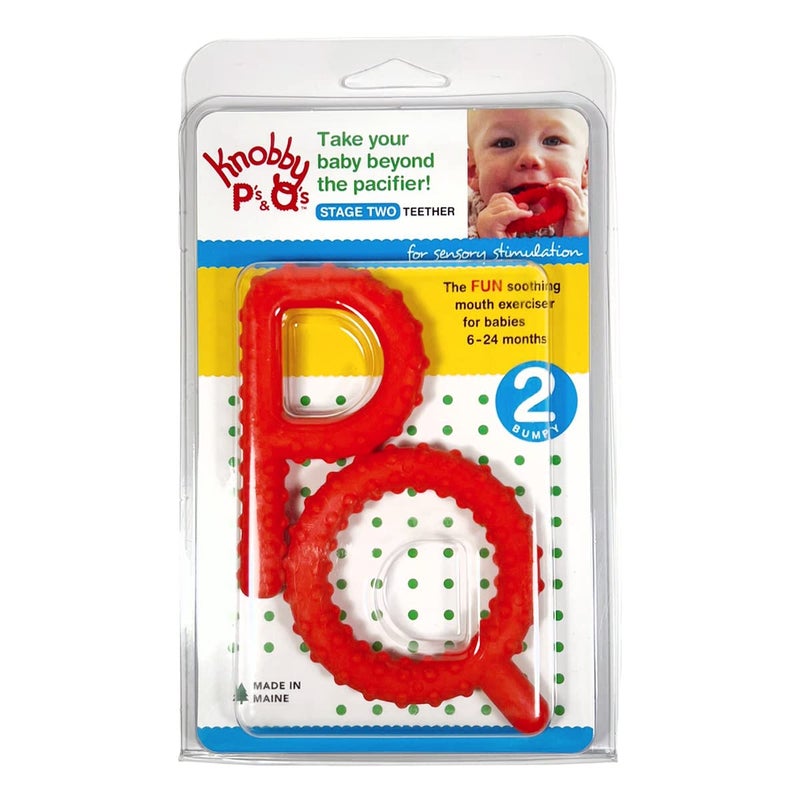 Chewy Tubes Knobby Ps  Qs Stage 2 Teether  Red - Image 1