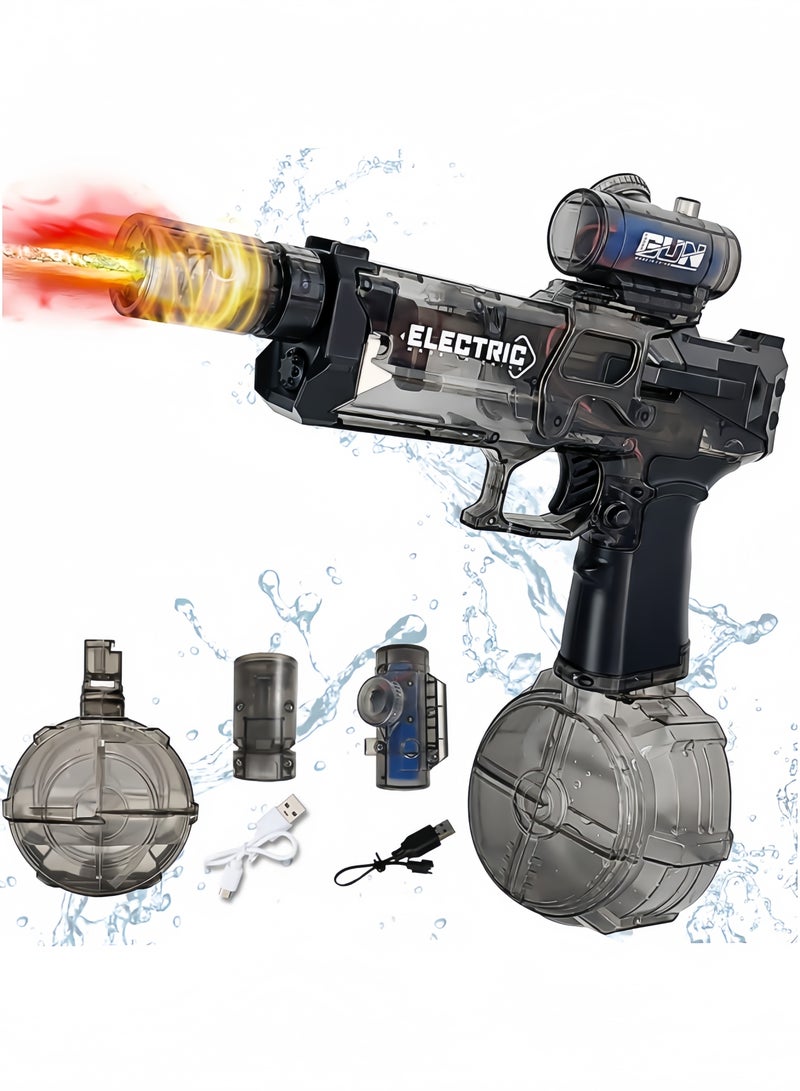 GGEROU Electric Water Gun, Automatic Water Gun Pistols 500ml Long Range Motorized Water Guns with Multifunctional Lighting Effects Rechargeable Water Blaster for Summer Pool Beach Party Toys Black - Image 1