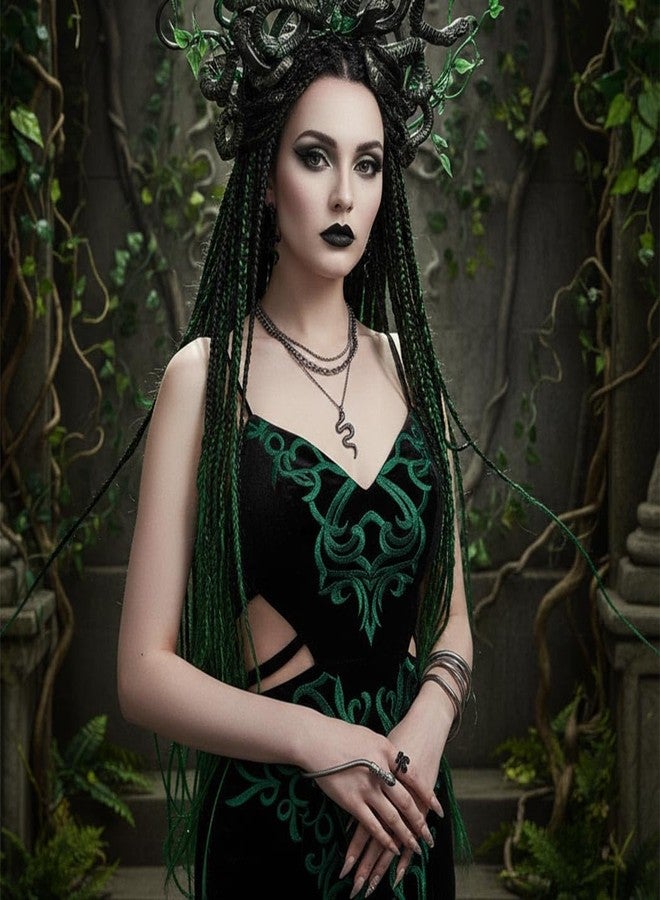 Unicra Medusa Jewelry Set Black Snake Necklace Earrings Ring Bracelet Sets Halloween Medusa Costume Accessories for Women (4 PCS-Black Necklace Earrings Ring Bracelet) - Image 2