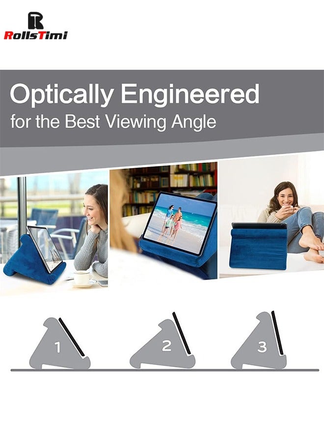 RollsTimi  Soft Pillow for ipad,Multi-Angle Phone Pillow Lap Stand,Universal ipad Tablet Reading Stand Pillow Holder for ipads,Tablets,Smartphones, Dark Blue - Image 4