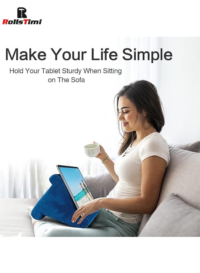 RollsTimi  Soft Pillow for ipad,Multi-Angle Phone Pillow Lap Stand,Universal ipad Tablet Reading Stand Pillow Holder for ipads,Tablets,Smartphones, Dark Blue - Image 5