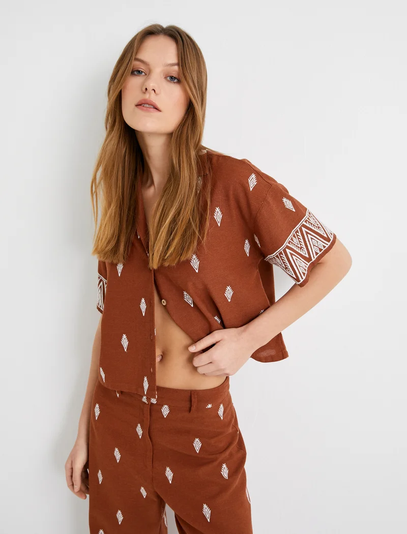KOTON Buttoned Crop Shirt