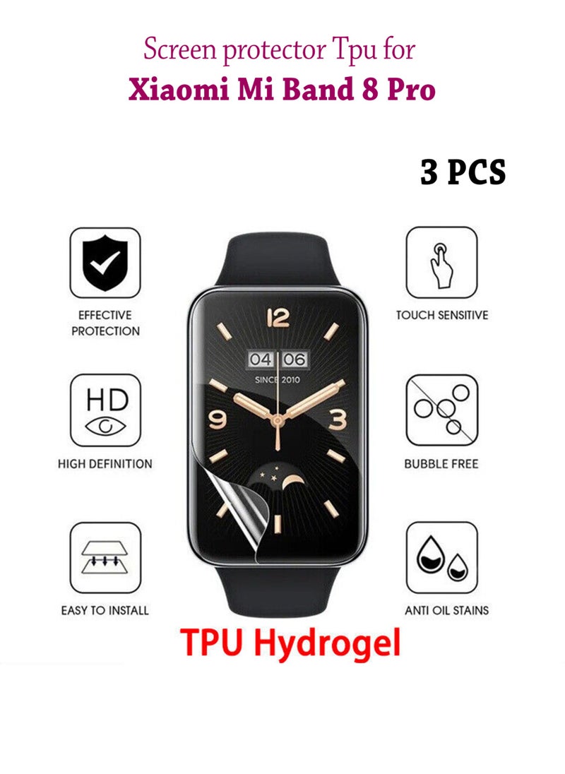 Waldic 3 Pcs TPU Screen Protector for Xiaomi Mi Band 8 Pro - Clear  - Image 1