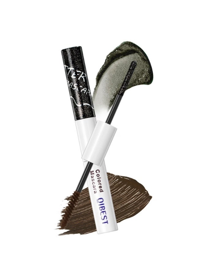 QiBest 2 in 1 Glitter and Colored Mascara  Glitter Mascara for Eyelashes Sparkling Shiny Diamond Glitters Mascaras Makeup Lash Thickening Lengthening Mascaras for Eyes Makeup #6 - Image 1