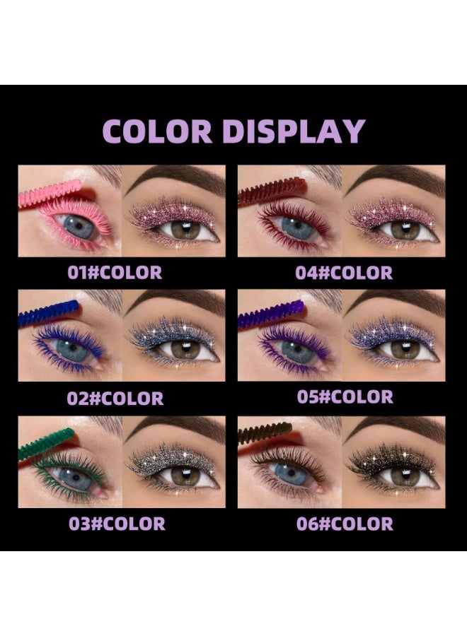 QiBest 2 in 1 Glitter and Colored Mascara  Glitter Mascara for Eyelashes Sparkling Shiny Diamond Glitters Mascaras Makeup Lash Thickening Lengthening Mascaras for Eyes Makeup #6 - Image 3