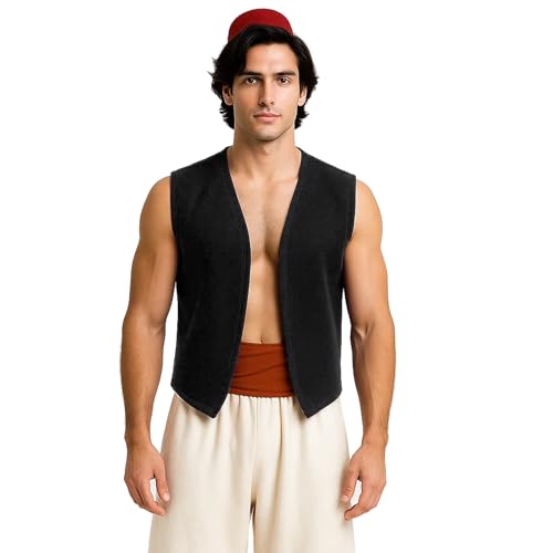 AMNPOLEN Unisex No Pocket Button Uniform Vest Halloween Costume Outfit (Small, Black) - Image 4
