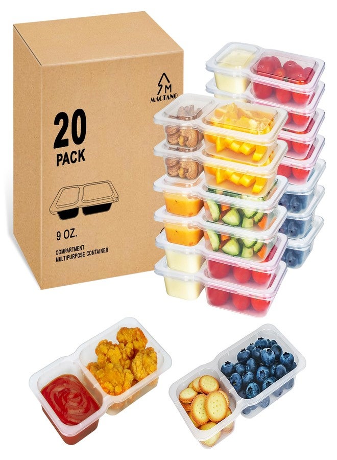 MACTANO 20 Sets Reusable Snack Containers with Lids, New Double Compartment Condiment Snack Pack Containers - Image 1