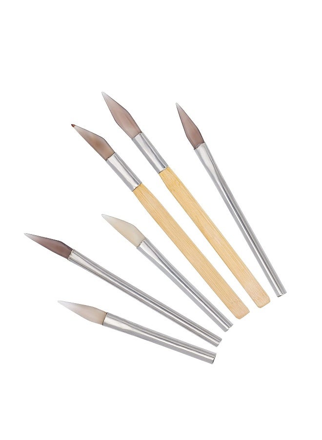 Generic Agate Burnisher, Bezel Closing Agate Burnisher Tool with Iron Handle, Convenient Polishing Different Shapes for Gold Platinum  Sterling Silver Jewelry, for Cleaning Gold, Silver, Copper Jewelry Dirt - Image 1
