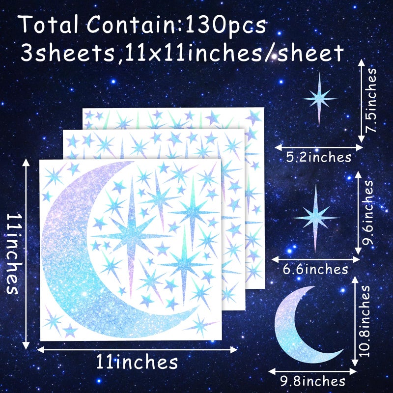 Easma Retro Star Wall Decals Sparkle Stickers Peel and Stick for Ceiling Mid Century Modern Wall Art Stickers Rainbow Star Moon Walls Sticker Starburst Art Murals Wallpaper for Living Room Bedroom Nursery - Image 4