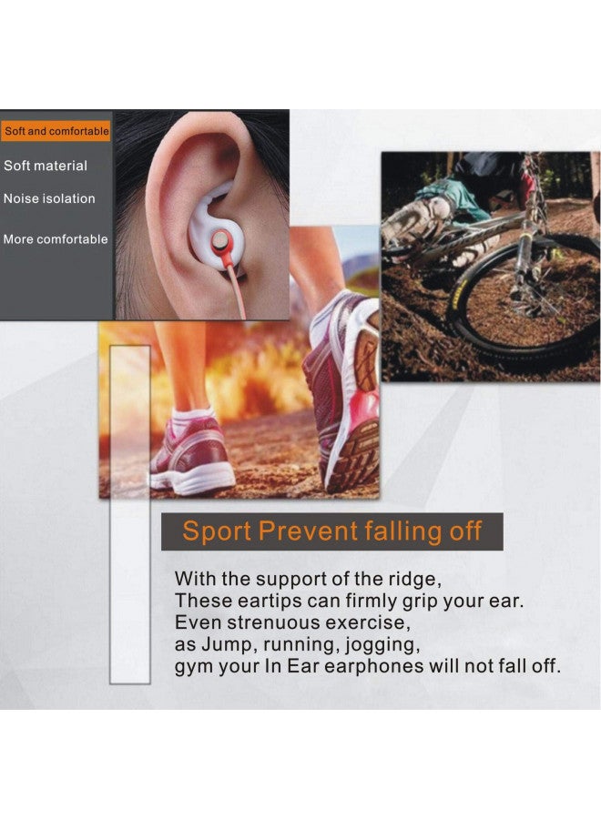 Luckvan مثبتات أذن رياضية مع زعانف لعزل الضوضاء بدائل أطراف الأذن لمهايئ سماعات الأذن 4 مم إلى 6 مم ملحق فوهة 3 أزواج يسار ويمين (أبيض) - Image 2