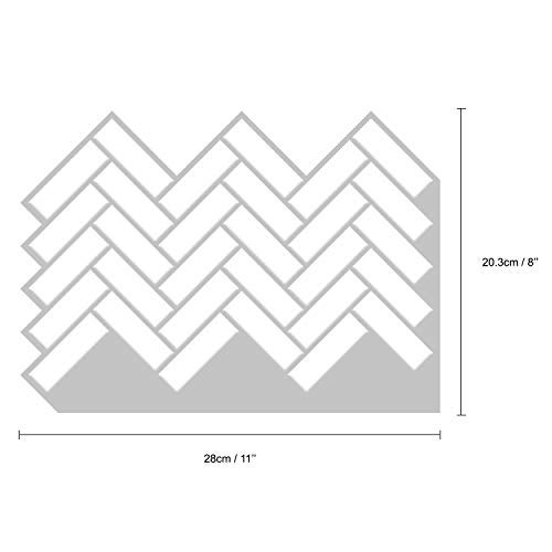 WALPLUS Peel and Stick Backsplash Tiles Sticker for Kitchen Stick on Backsplash 8 Sheets 11" x 8" Subway Tile Bathroom Splashback Water Heat Resistant White Herringbone Glossy Spring Easter Decoration - Image 4