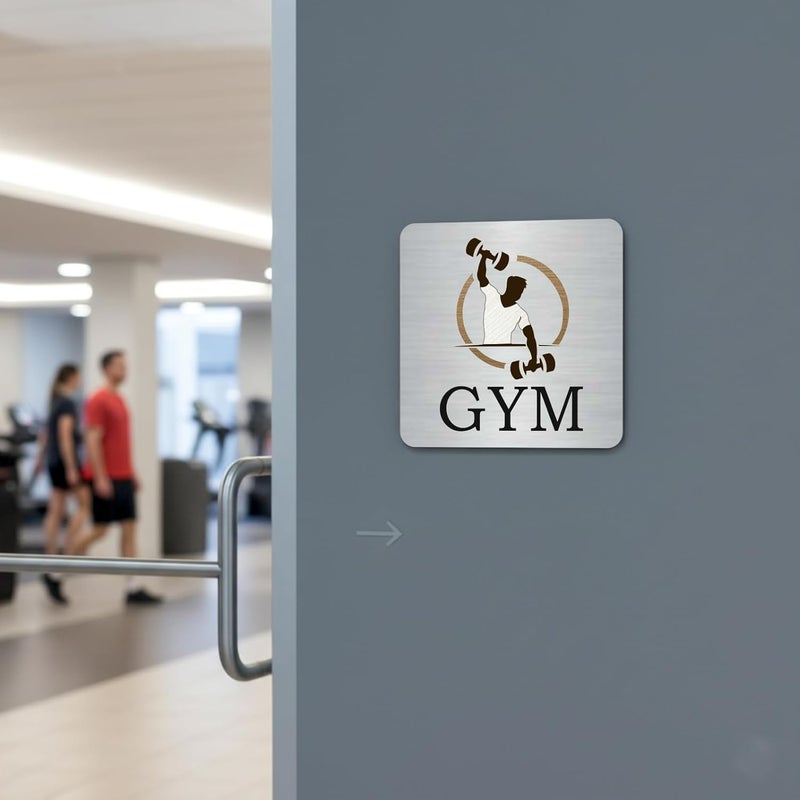 Zouple GYM Sign, 6x6 Inch, Durable Steel, Self-Adhesive - Image 2