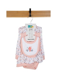 Babies Basic 7 Piece Unisex 100% Cotton Set Include Bib, Socks, Mitten, Cap, Romper, Top And Bottom Set, Pink  - Image 1