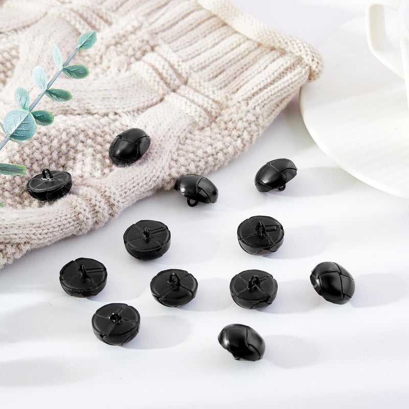 Knitgrip 12 Pcs Black 25 mm Genuine Leather Cover Buttons Football Buttons with Shank Sew for Clothes Dress Coats Jackets Sweaters Blazers Jeans Handicrafts Fall Sewing Accessories - Image 4