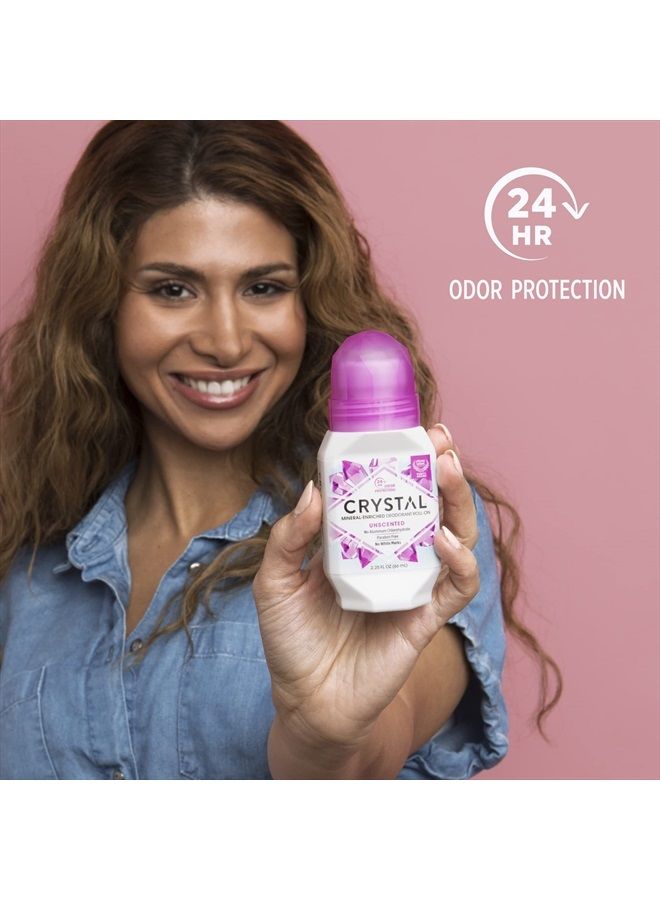 CRYSTAL Deodorant مزيل عرق كريستال المعدني رول أون بدون رائحة مع حماية من الروائح لمدة 24 ساعة، خالي من كلوريد الألمنيوم والبارابين، 2.25 أونصة سائلة (قد يختلف التعبئة) - Image 2