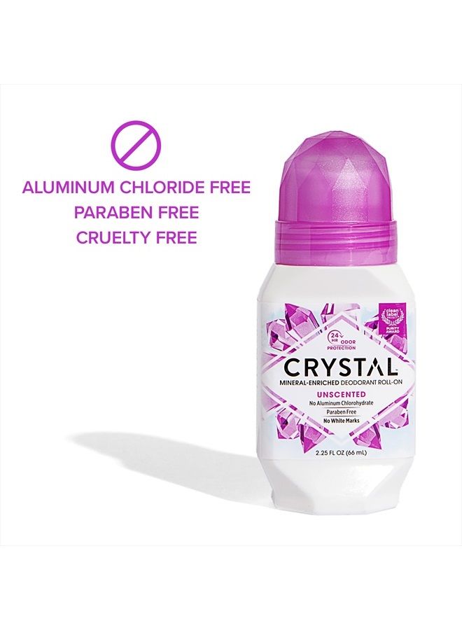 CRYSTAL Deodorant مزيل عرق كريستال المعدني رول أون بدون رائحة مع حماية من الروائح لمدة 24 ساعة، خالي من كلوريد الألمنيوم والبارابين، 2.25 أونصة سائلة (قد يختلف التعبئة) - Image 3