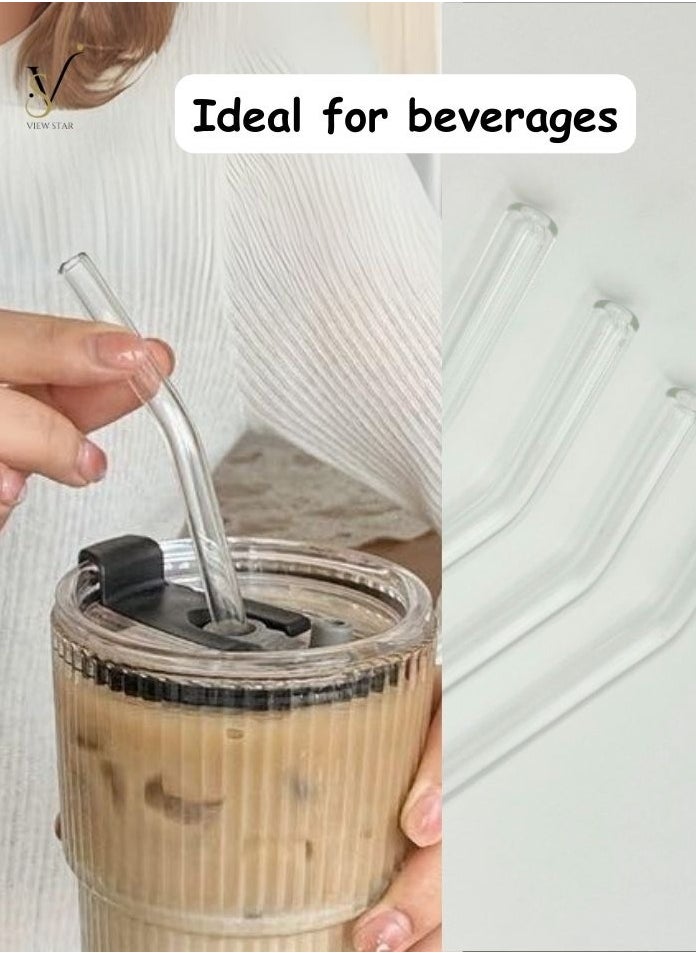 VIEW STAR Viewstar 7 Pieces Reusable Glass Straw Set with Cleaning Brush - 6 Durable Eco-Friendly Drinking Straws and 1 Straw Cleaner for Smoothies, Cocktails, and Beverages - 6 x Straws, 1 x Brush  - Image 3