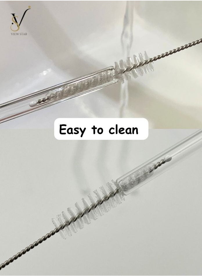 VIEW STAR Viewstar 7 Pieces Reusable Glass Straw Set with Cleaning Brush - 6 Durable Eco-Friendly Drinking Straws and 1 Straw Cleaner for Smoothies, Cocktails, and Beverages - 6 x Straws, 1 x Brush  - Image 5