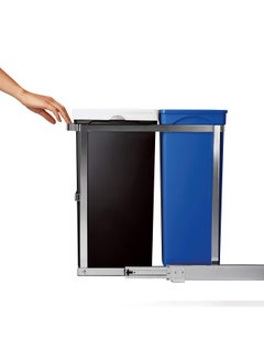 simplehuman سلة إعادة تدوير و سلة قمامة قابلة للسحب أسفل خزانة المطبخ بسعة 35 لترًا و 9.3 جالونًا  - Image 5