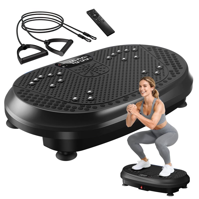 HVX Vibration Plate Exercise Machine, Vibrating Fitness Platform for Lymphatic Drainage, Full Body Shaker Workout Equipment, Bluetooth Power Shaping Vibrate Plate, Board Sport for Home Exercise Gym, Black - Image 1