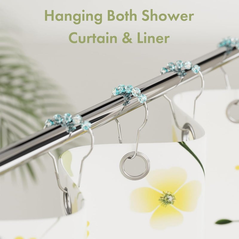 Amazer Shower Curtain Rings, Decorative Shower Curtain Hooks, Shower Curtain Hooks, Rustproof Stainless Steel Shower Hooks for Bathroom Shower Curtain-Set of 12, Ice Blue - Image 2
