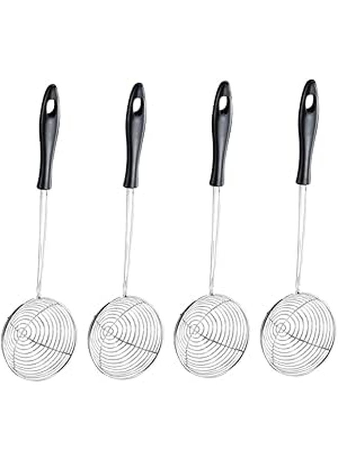 4 Piece Stainless Steel Mesh Strainer Sieves With Ergonomic Hot Pot Handles - Image 1