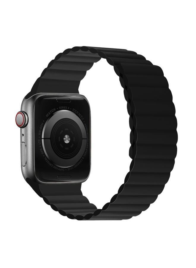 Replacement Strap Silicone Magnetic Integrated Short Strap Watch Band For Apple Watch Series 9&8&7 41mm / SE 3&SE 2&6&SE&5&4 40mm / 3&2&1 38mm Black 