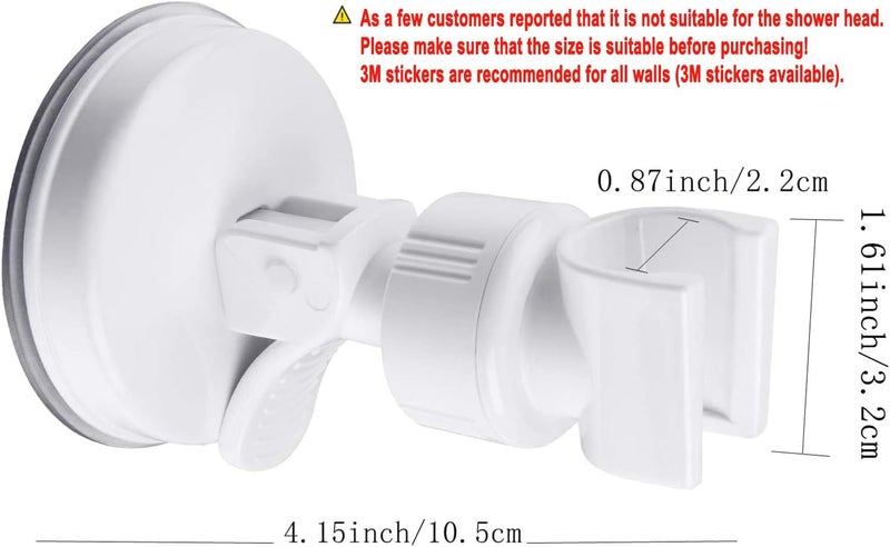 OUO Adjustable Shower Head Holder, Bathroom Suction Cup Handheld Shower Head Bracket, Removable Handheld Showerhead & Wall Mounted Suction Bracket (Pure White) - Image 2