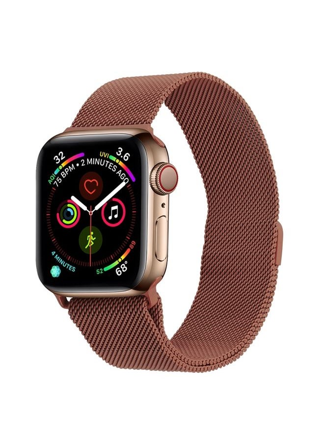 Generic - Replacement Strap Milanese Stainless Steel Watch Band For Apple Watch Series 9&8&7 41mm / SE 3&SE 2&6&SE&5&4 40mm / 3&2&1 38mm Champagne Gold - Image 1