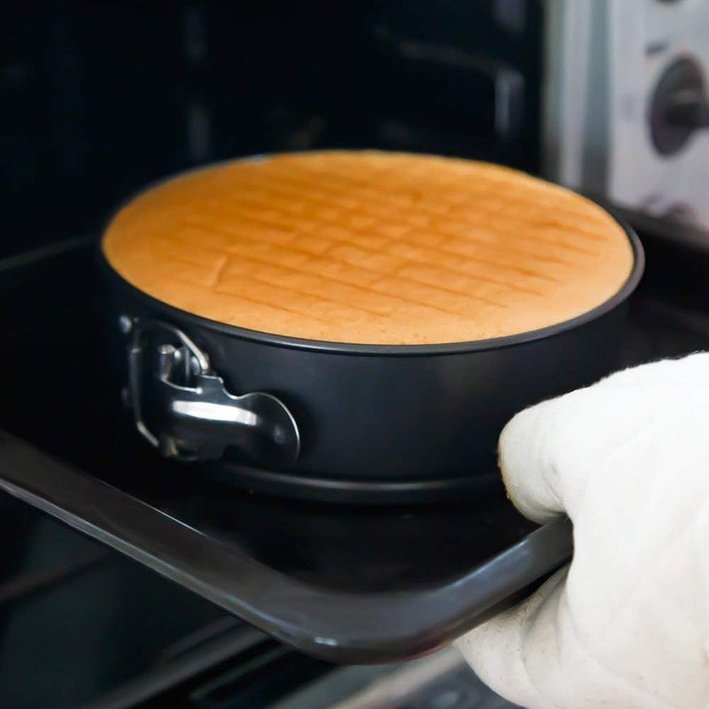 Mingcao 9 Inch Springform Pan, Nonstick Cake Pan, Heavy Duty Cheesecake Pan, Ice-Cream Cake Pan, 2 in 1 with Removable Bottom and Quick-Release Latch with Oven Baking Cake -Gray - Image 4