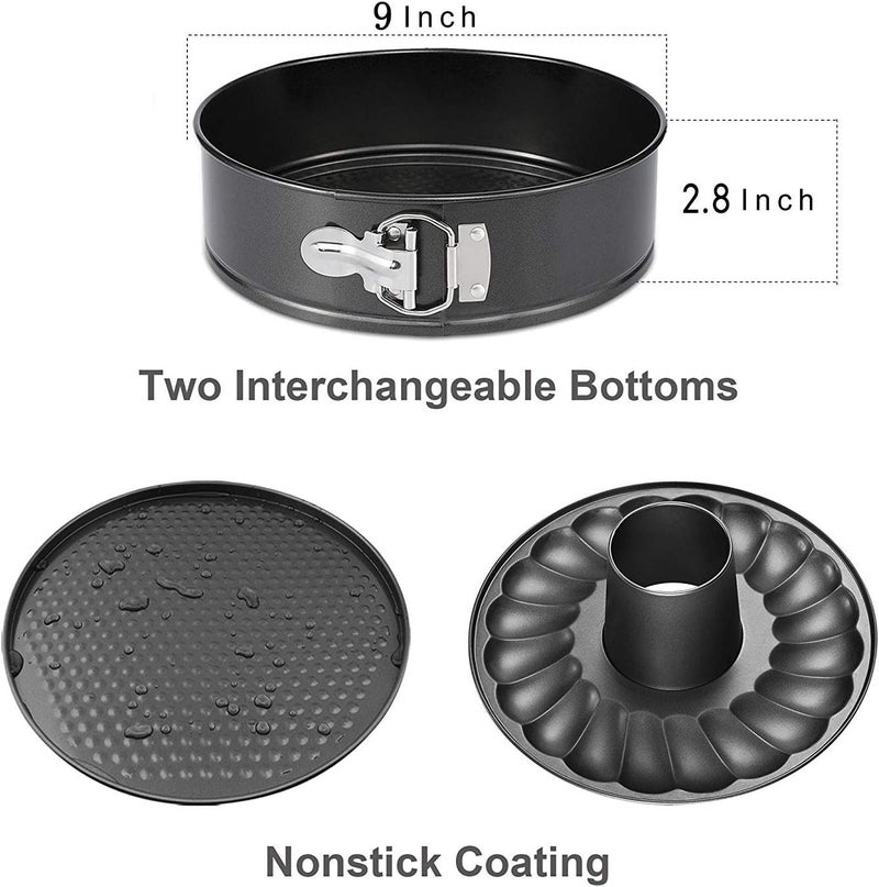 Mingcao 9 Inch Springform Pan, Nonstick Cake Pan, Heavy Duty Cheesecake Pan, Ice-Cream Cake Pan, 2 in 1 with Removable Bottom and Quick-Release Latch with Oven Baking Cake -Gray - Image 2