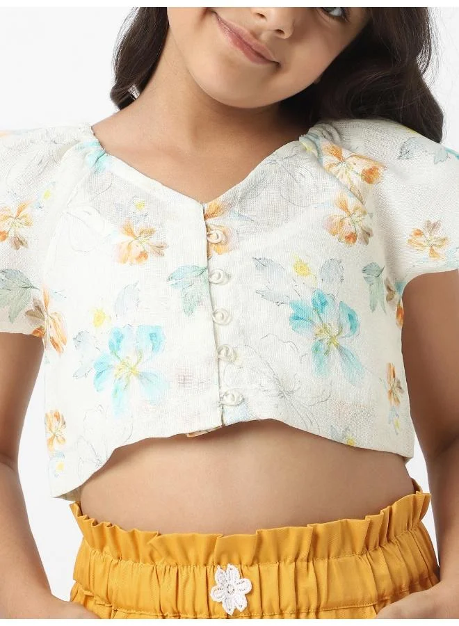 Nautinati  Nautinati Girls'  Cotton Set of Top With Inner and Paperbag Shorts With  Waistline for Women | Best Price UAE