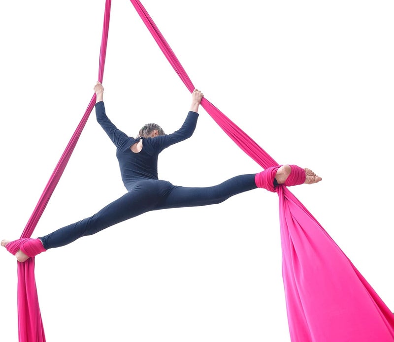 SKYPHAROS Aerial Silks Yoga Swing Set - 9/11 Yards Aerial Yoga Hammock Kit Anti-Gravity Flying for Fitness, Low/Non Stretch Nylon Tricot Fabric Hardware Included for Dance - Image 5