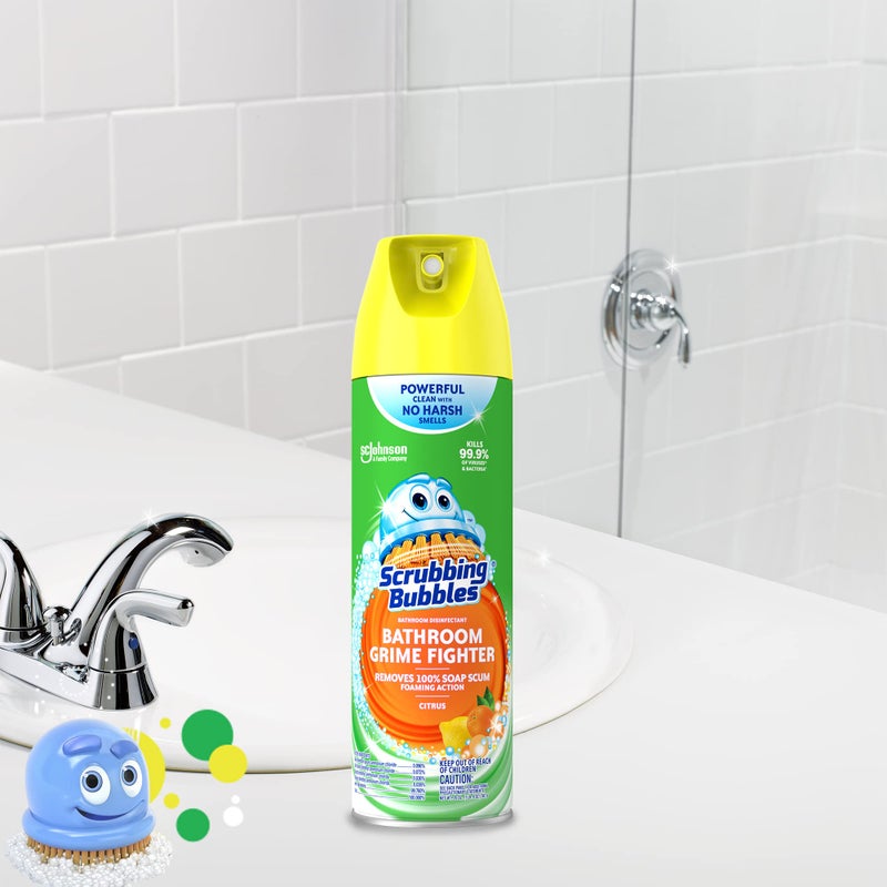 Scrubbing Bubbles Bathroom and Shower Cleaner Aerosol, Foaming Action Bathroom Grime Fighter, Citrus Scent, 20oz (Pack of 1) - Image 3