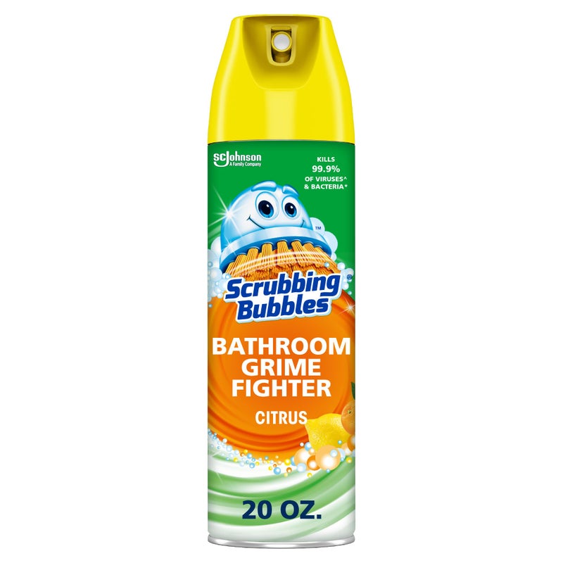 Scrubbing Bubbles Bathroom and Shower Cleaner Aerosol, Foaming Action Bathroom Grime Fighter, Citrus Scent, 20oz (Pack of 1) - Image 1