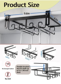 Adjustable Under-Cabinet Metal Stemware Rack, Hanging Rack Glassware Holder Bar Storage Rack, 2 Rows Black Metal Wine Glass Storage, Wine Glass Holders Storage Under Shelf for Kitchen Cabinet Bar - pzsku/Z655BCF71B58EEF13E663Z/45/_/1713672995/19d74443-1250-4a70-9e82-698f6cd2cd16